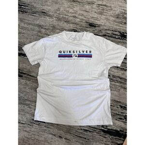 Quiksilver Men's Short Sleeve T-Shirt Navy Blue, Graphic Print, Size L Large